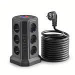 چندراهی برق هوشمند عمودی KUTUMAI مدل XT-G3211 با 12 پریز و 5 پورت USB – محافظ Surge