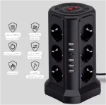 چندراهی برق هوشمند عمودی KUTUMAI مدل XT-G3211 با 12 پریز و 5 پورت USB – محافظ Surge - تصویر 3