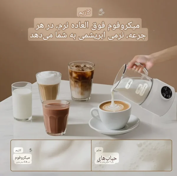 فوم ساز شیر 4 کاره Milk Frother مدل SHMF002 | صفحه لمسی LED و پوشش سرامیکی - تصویر 4