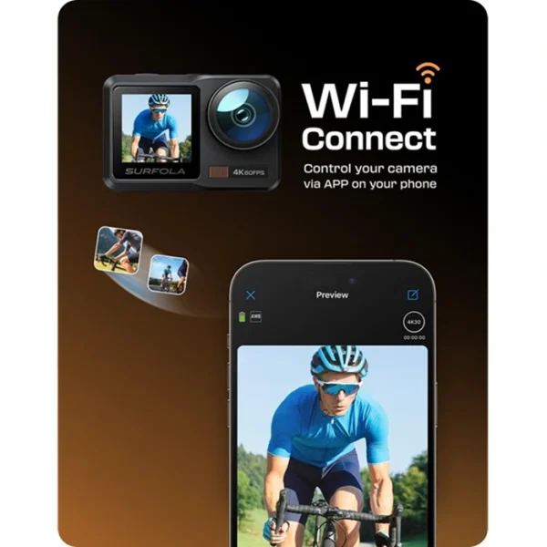 دوربین ورزشی سورفولا SURFOLA SF630 4K 60fps | ضد آب با دو نمایشگر و لرزشگیر اورجینال - تصویر 4
